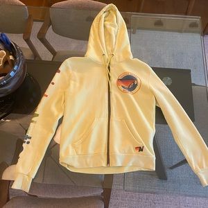 Neon Yellow Aviator Nation Zip Up Sweatshirt
